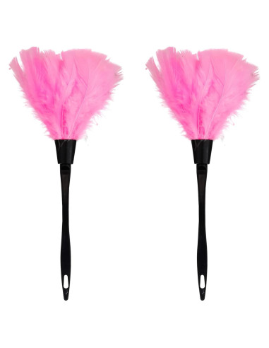 Plumeros de Plumas de Pavo KAWAII Ecológicos 2 Piezas Rosa