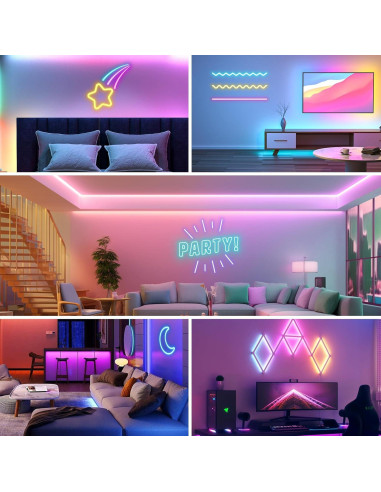 Luces de Cuerda LED Neón 5m NoeiiT RGB Control Remoto