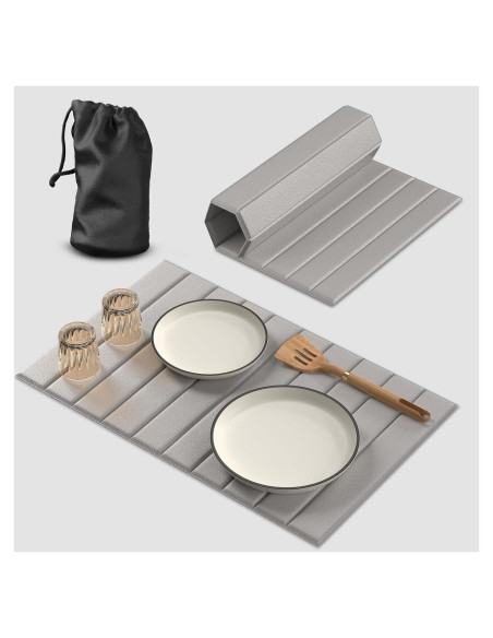 Alfombrilla Secadora de Platos Aknrv 63.5x40.6cm Gris Plegable