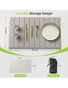 Alfombrilla Secadora de Platos Aknrv 63.5x40.6cm Gris Plegable 2