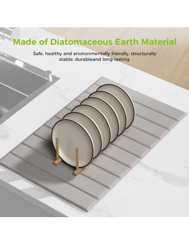 Alfombrilla Secadora de Platos Aknrv 63.5x40.6cm Gris Plegable