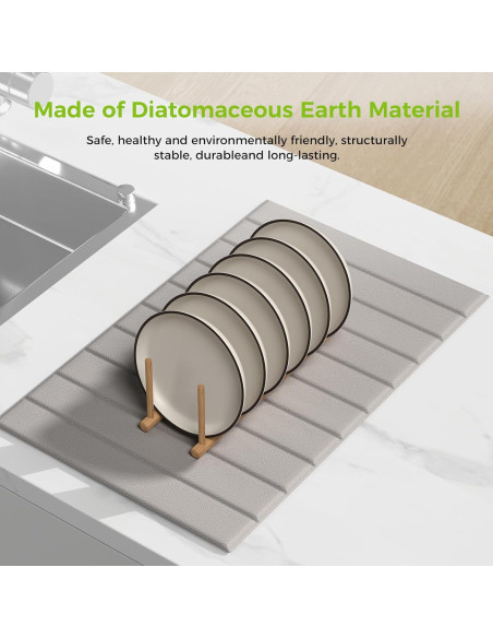 Alfombrilla Secadora de Platos Aknrv 63.5x40.6cm Gris Plegable