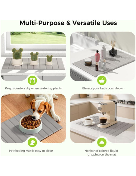 Alfombrilla Secadora de Platos Aknrv 63.5x40.6cm Gris Plegable