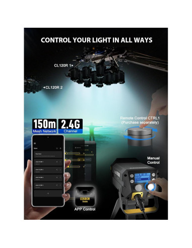 Luz de Video COLBOR CL120R RGB 120W Iluminación Continua 2700-6500K