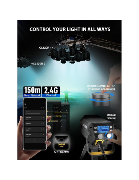 Luz de Video COLBOR CL120R RGB 120W Iluminación Continua 2700-6500K