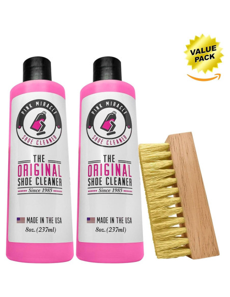 Kit Limpiador de Zapatos Pink Miracle 454g - 2 Botellas y Cepillo
