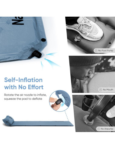 Almohadilla de Dormir Autoinflable Naturehike D01 Individual Azul