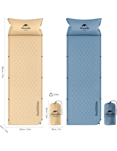 Almohadilla de Dormir Autoinflable Naturehike D01 Individual Azul
