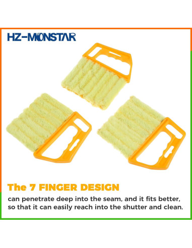 Cepillo de Limpieza de Persianas 7 Dedos HZ-MONSTAR - 3 Pcs