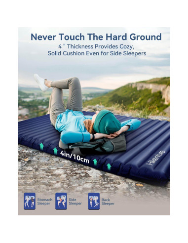 Colchón Inflable Doble Hikenture 200x140 cm 4" para Camping
