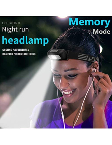 Linterna Frontal Recargable COSMOING 500 Lúmenes IP54 5 Modos