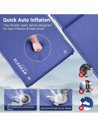 Almohadilla de Dormir Autoinflable Elegear 3.1" Espuma Memoria