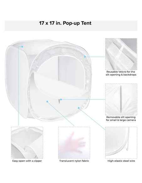Caja de Luz Plegable Julius Studio 43x43 cm con 4 Fondos