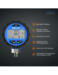 Manómetro Digital Elitech PG-30 Pro 0-34.5 Bar 1/8" NPT 2