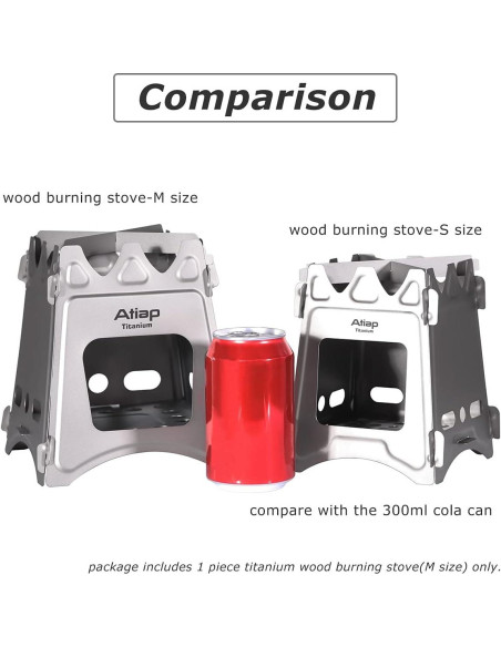 Estufa de leña de titanio ATiAP M para camping 274g