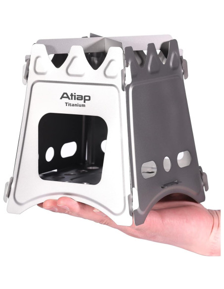 Estufa de leña de titanio ATiAP M para camping 274g