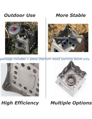 Estufa de leña de titanio ATiAP M para camping 274g