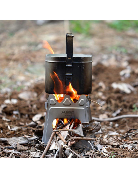 Estufa de leña de titanio ATiAP M para camping 274g