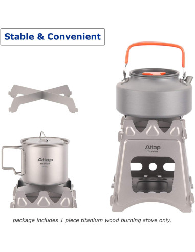 Estufa de leña de titanio ATiAP M para camping 274g