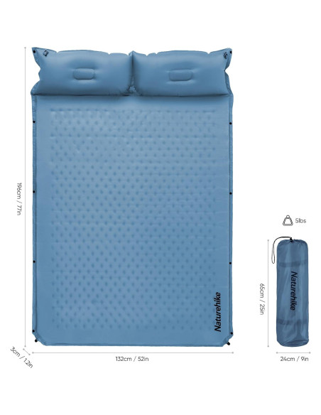 Almohadilla de Camping Autoinflable Naturehike D02-BN 2 Personas