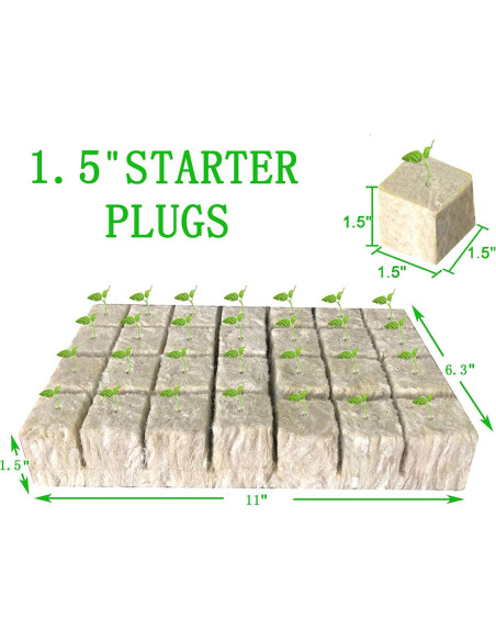 Tapones de Rockwool MI0512 28 Piezas 3.81 cm para Hidroponía