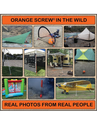 Anclajes de Tierra Naranja Orange Screw - Estacas de Carpa 4 Pzas