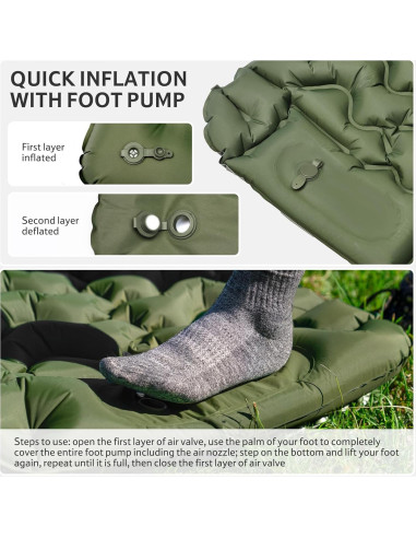 Almohadilla Inflable Naturehike 200x60 cm con Bomba de Pie