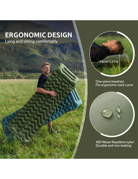 Almohadilla Inflable Naturehike 200x60 cm con Bomba de Pie