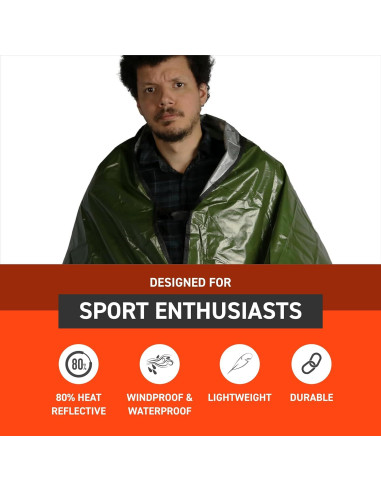 Manta de Emergencia S.O.L. Sobrevivir al Aire Libre Verde