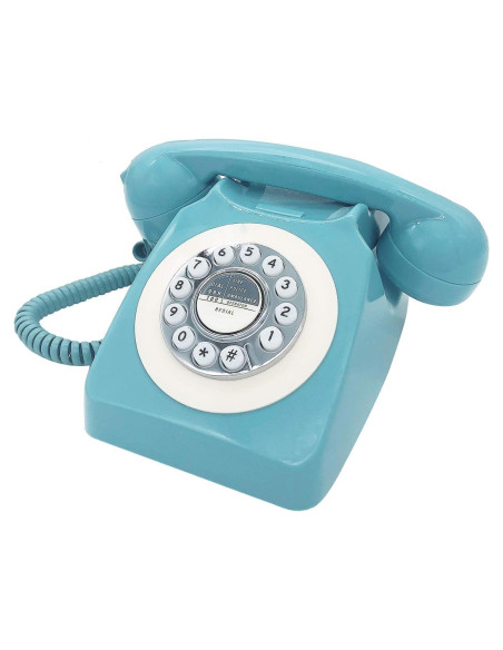 Teléfono Retro de Marcación por Botón TelPal Azul 1980