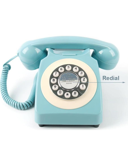 Teléfono Retro de Marcación por Botón TelPal Azul 1980