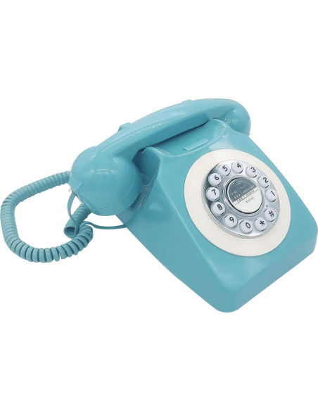 Teléfono Retro de Marcación por Botón TelPal Azul 1980