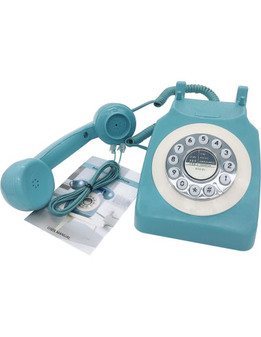 Teléfono Retro de Marcación por Botón TelPal Azul 1980