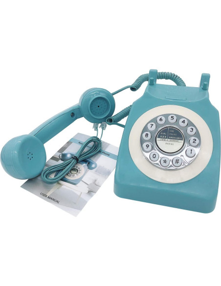 Teléfono Retro de Marcación por Botón TelPal Azul 1980