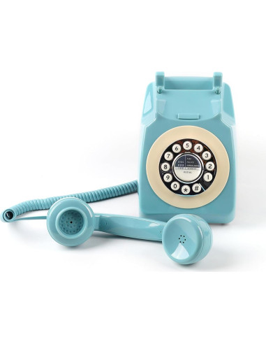 Teléfono Retro de Marcación por Botón TelPal Azul 1980