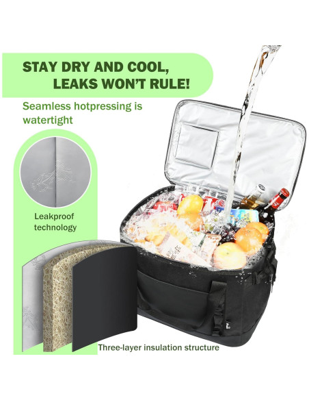 Bolsa Térmica Tirrinia 48 Latas A Prueba de Fugas Negra