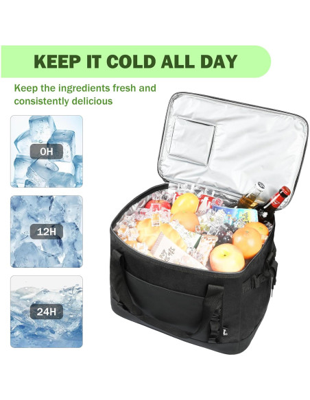 Bolsa Térmica Tirrinia 48 Latas A Prueba de Fugas Negra