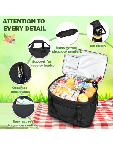 Bolsa Térmica Tirrinia 48 Latas A Prueba de Fugas Negra