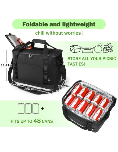 Bolsa Térmica Tirrinia 48 Latas A Prueba de Fugas Negra