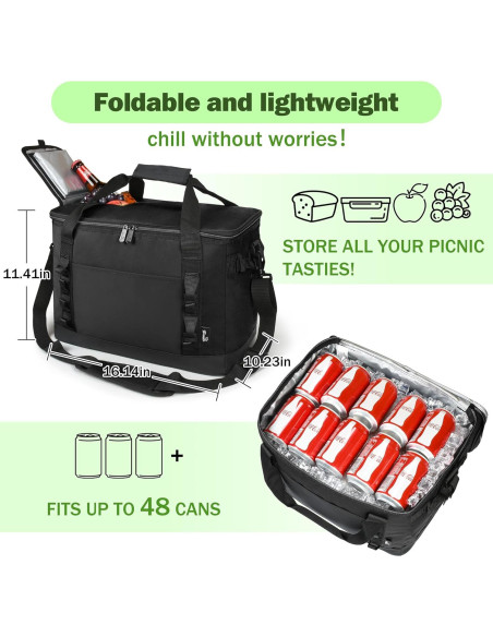 Bolsa Térmica Tirrinia 48 Latas A Prueba de Fugas Negra