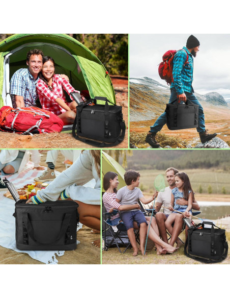 Bolsa Térmica Tirrinia 48 Latas A Prueba de Fugas Negra