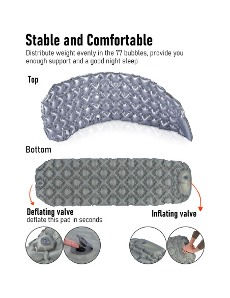 Colchón Inflable Ultraligero iClimb Plata 189x57cm 30s Inflado