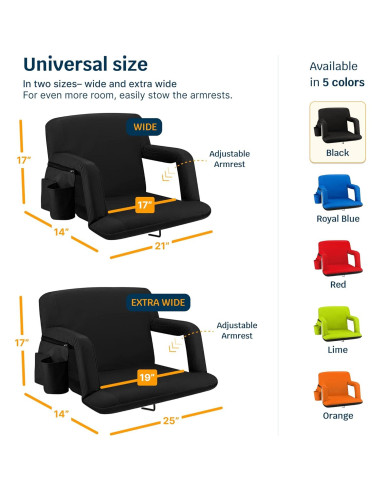 Silla de Estadio Alpcour Reclinable 6 Posiciones Negra