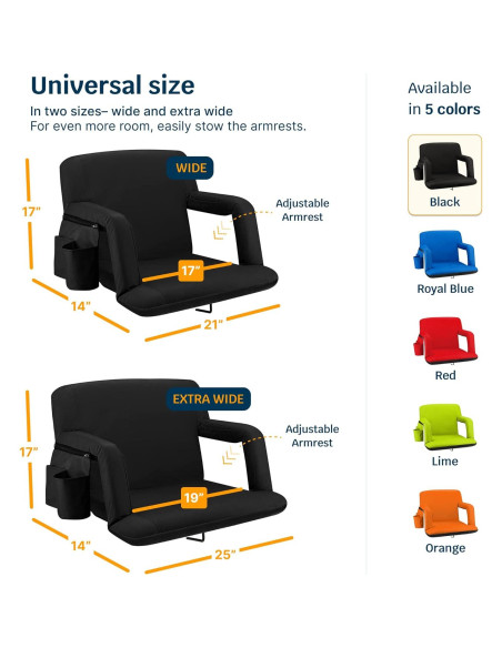 Silla de Estadio Alpcour Reclinable 6 Posiciones Negra