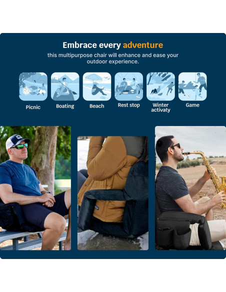 Silla de Estadio Alpcour Reclinable 6 Posiciones Negra