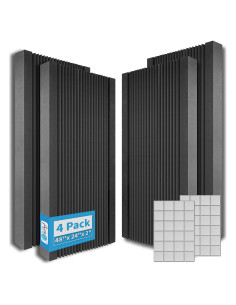 Paneles Acústicos Art3d de Espuma Negra - 4 Piezas 121.92x60.96x5.08 cm