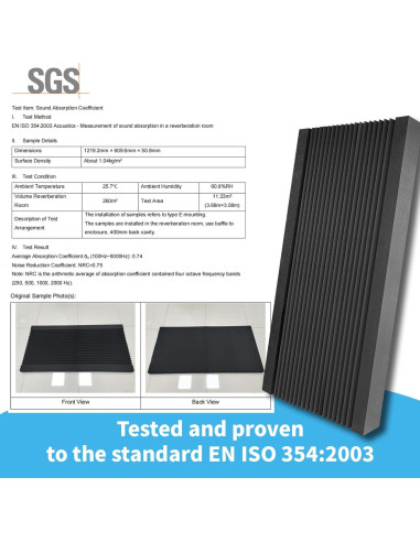 Paneles Acústicos Art3d de Espuma Negra - 4 Piezas 121.92x60.96x5.08 cm