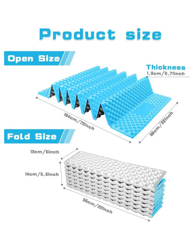 Colchoneta Plegable TIYURENER de Espuma Cerrada 182.88x55.88cm