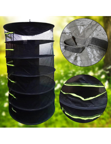 Red de Secado de Hierbas 6 Capas Miayaya con Cremalleras Verdes