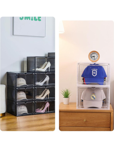 Organizador de Sombreros Attelite - 8 Cajas Apilables XL Negro